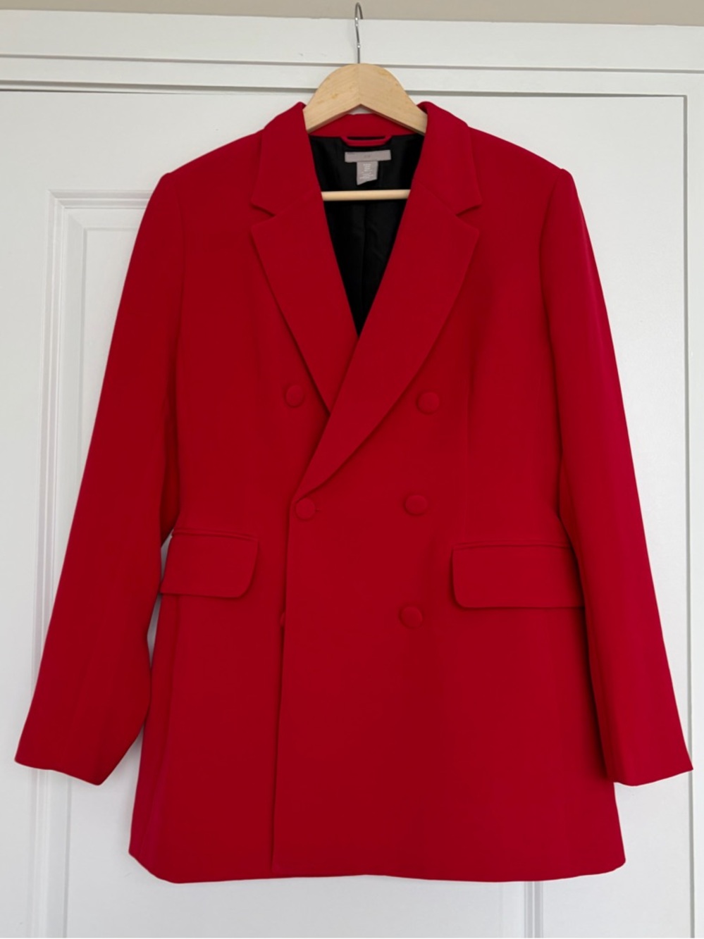 H&M red double breasted blazer - size M